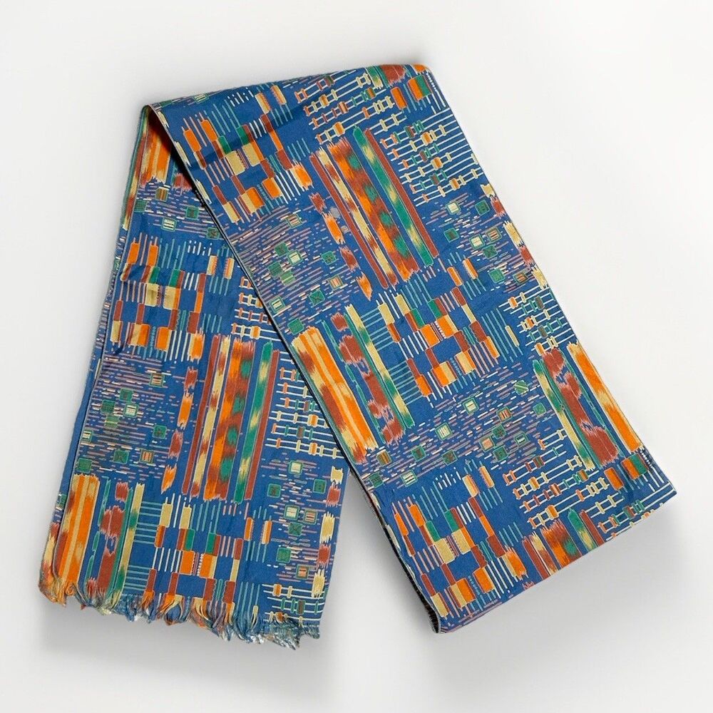 Vintage Symphony Geometric Pattern Lightweight Long Scarf / Belt 64” x 7.5”